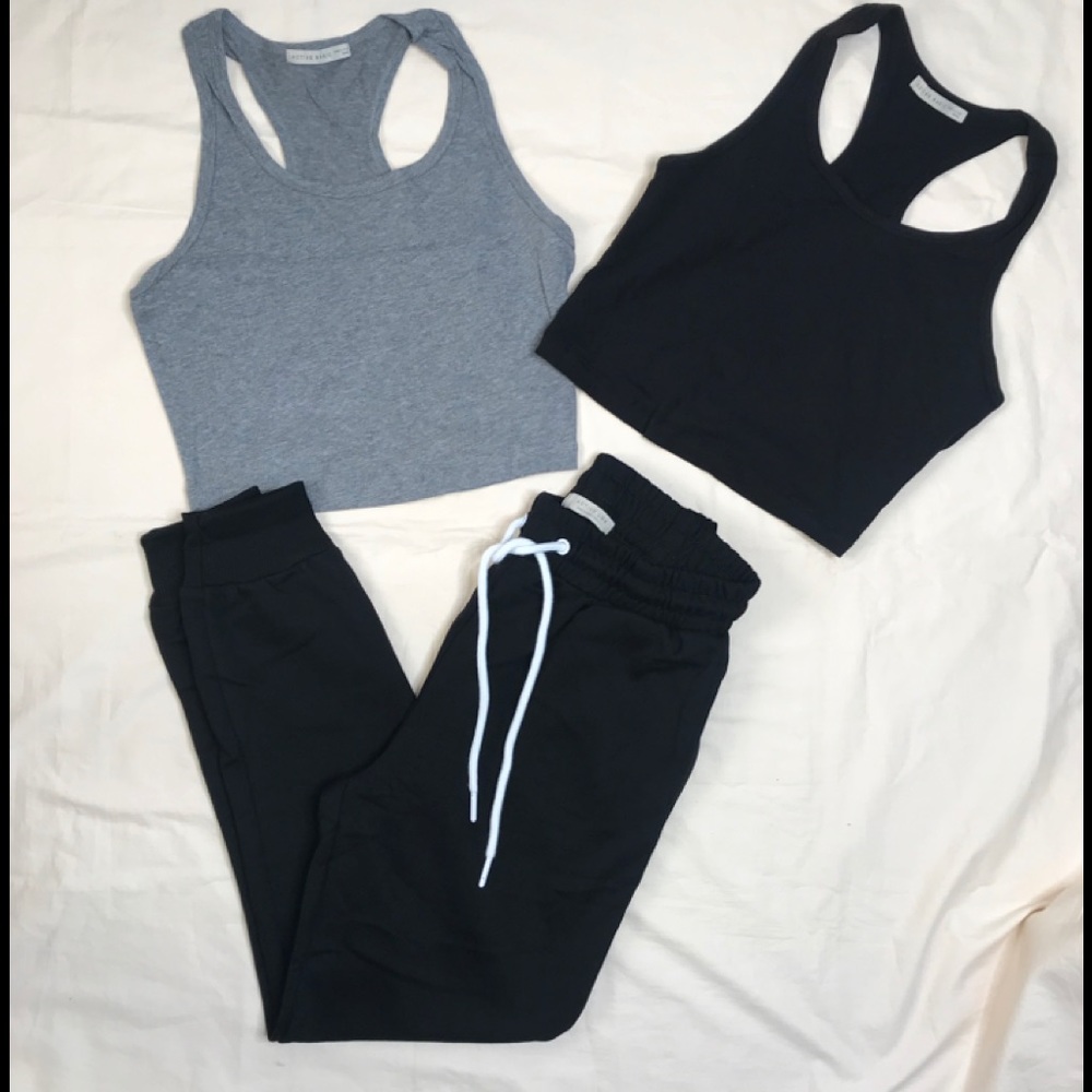 NWOT 3 pc bundle joggers & crop tops S